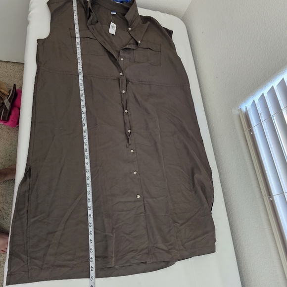 Old Navy Utility Midi Shirt Dress Olive Green Petite XLP Waist-Defined - Picture 10 of 14